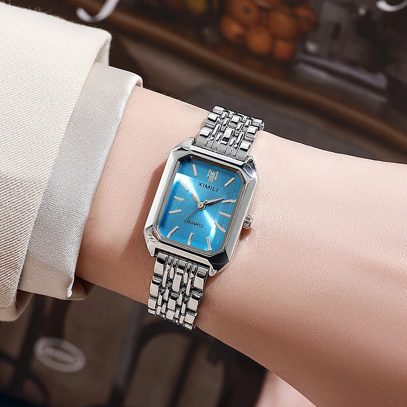 2025 Hot Brand Stainless Steel Strap Watch Women Luxury Gift Quartz Wristwatch Student Fashion Simple Square Quartz Watches